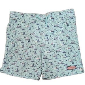 Vineyard Vines Men M Shorts Sail Boat Lighthouse Lined Swim Trunks Inside Pocket